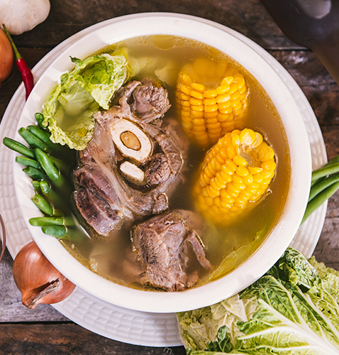 Special batangas bulalo with corn and vegetables